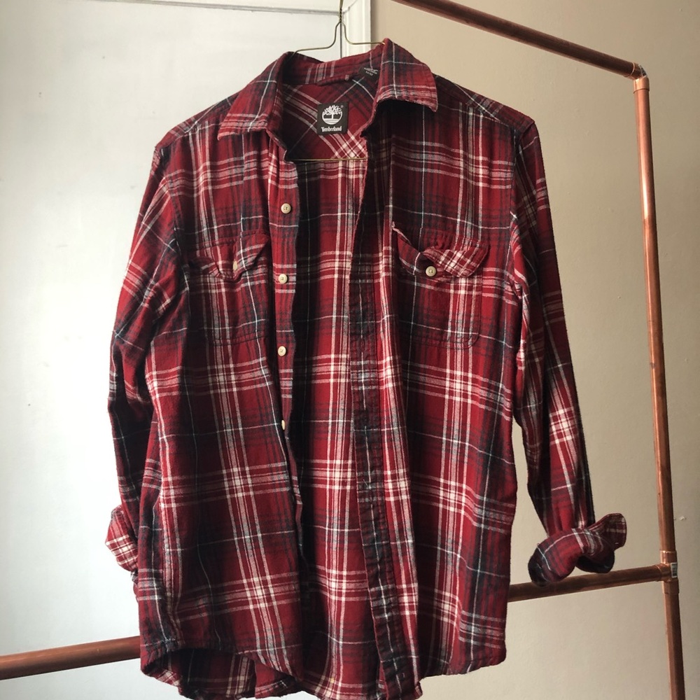 timberland classic plaid flannel button up